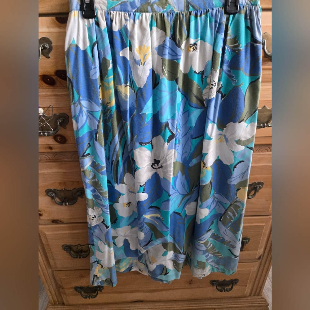 Blue and White Floral Skirt